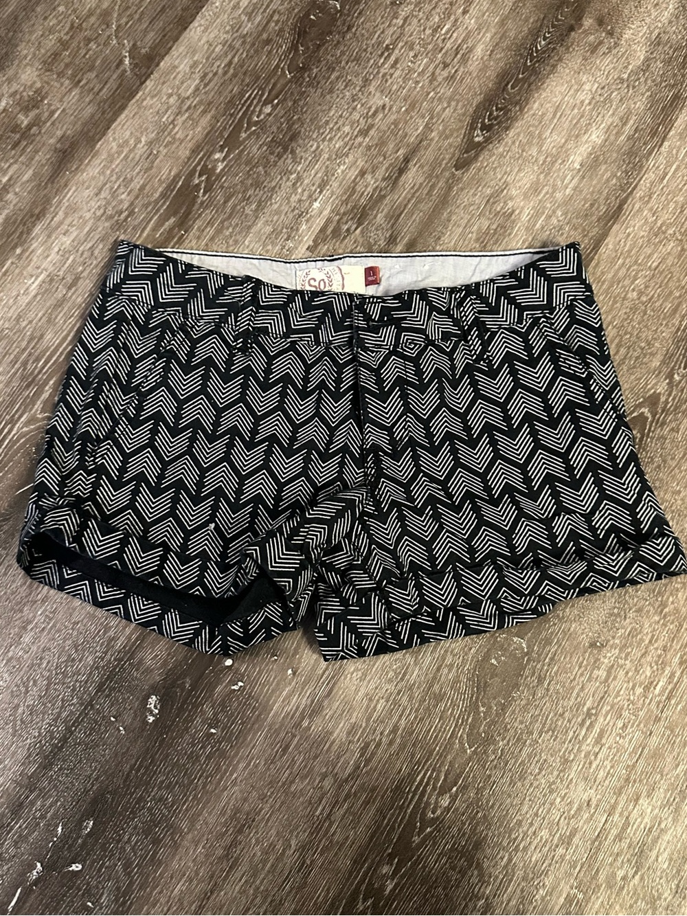 SO Black and White Chevron Shorts